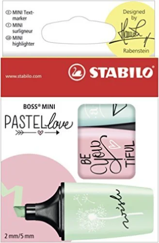 Paket 3 Stabilo Boss Mini Pastelnih Ljubezen Označevalniki Mint Blush & Turkizne Barve