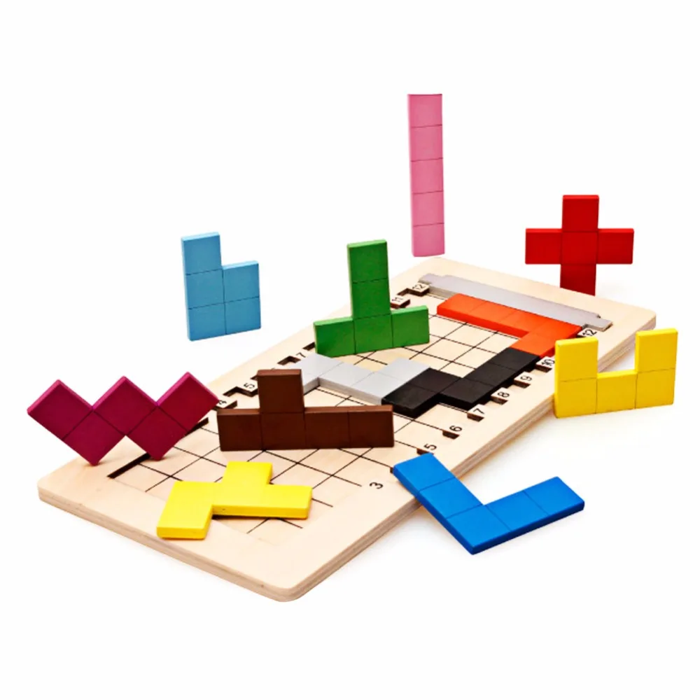 Pisane Lesene Tangram 3D Uganke Igrače Otrok Število Možganov Teaser Montessori Izobraževanje Igrače Igra Tetris Lesa Igrača Jisgaw Odbor