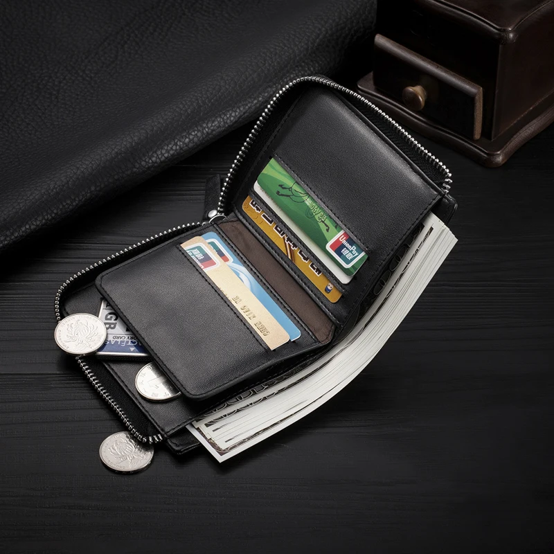 Pravega Usnja Moške Denarnice Imetnika Kartice Rfid MiniMoney Vrečko Luksuzni Fantje Denarnica Usnje Z Kovanca Pocket NFC ID Kreditne Kartice Denarnice