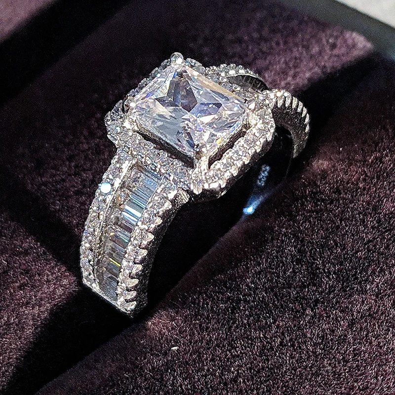 Pravi original trdna pravi modni najnovejše design sterling srebro AAA cirkonij ženske, nakit zaročni prstan osebno R4607S