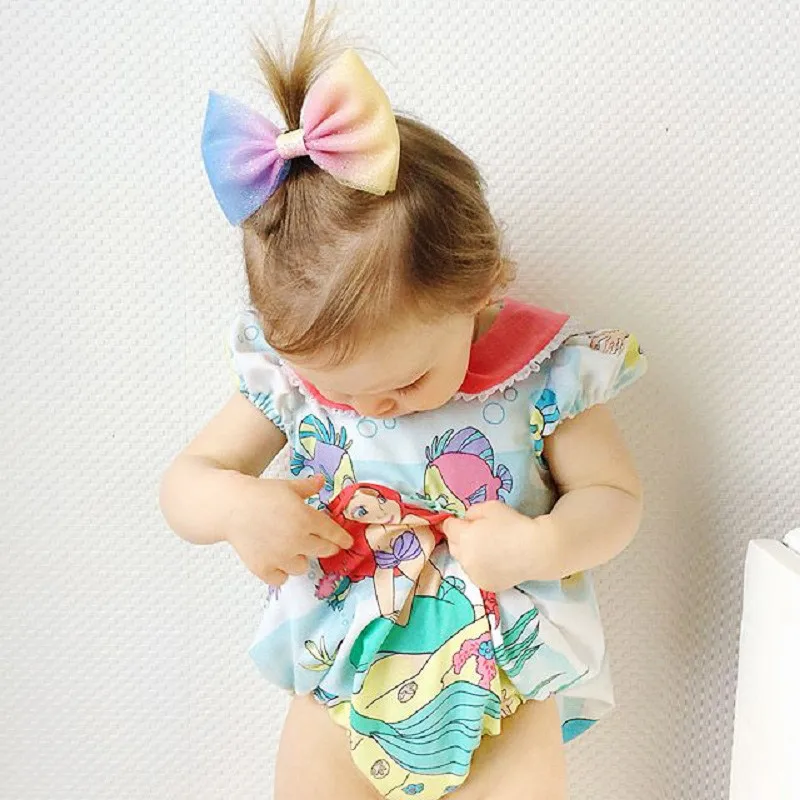 PUDCOCO Malčka Otrok Baby Dekleta Risanka morska deklica Romper Bodysuit Jumpsuit Obleke Playsuit