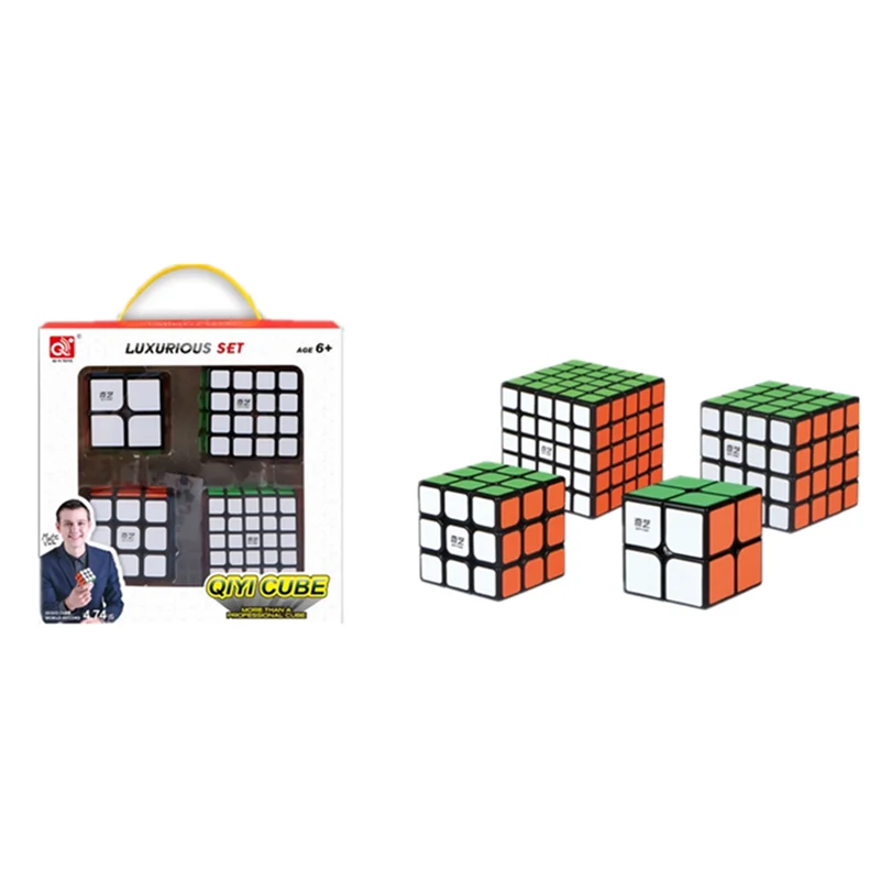 Qiyi kocka darilo polje 4pcs/set Qiyi 2x2 3x3 4x4 5 x 5 hitrosti puzzle magic cube Qiyi cubo magico profissional izobraževalne igrače za otroke