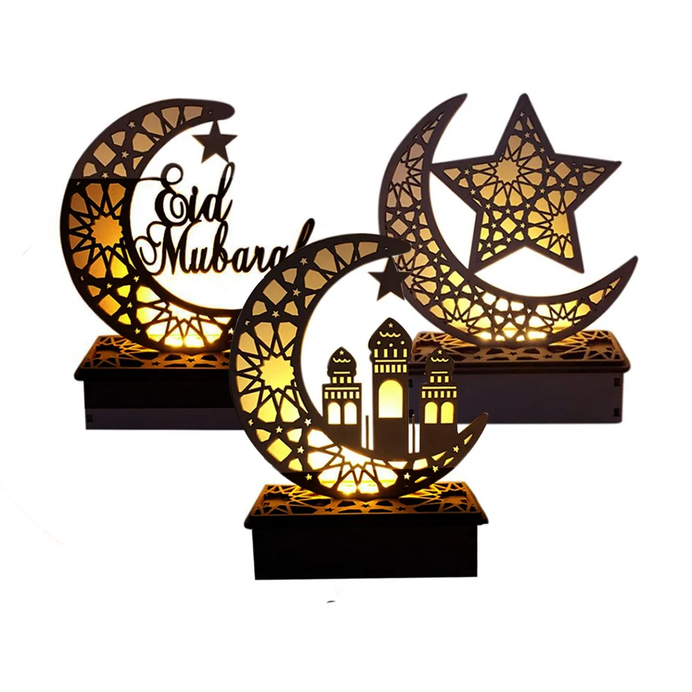 Ramadana Eid Mubarak Okraski za Dom Luna LED Sveče Lahka Lesena Ploščica Obesek Visi Islam, Muslimanska Primeru Stranka Dobave
