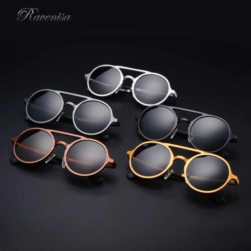 RAVENISA Luksuzni Krog Alumium sončna Očala Za Moške, Ženske 2020 Klasičnih Polarizirana Spomladansko Sonce Očala Rjave Buljiti