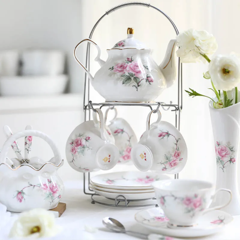 Razkošno skodelico kave nastavite Bone China Porcelana Britanski stil tea cup nastavite Popoldne Teaware tea party čajnik Poročna Darila