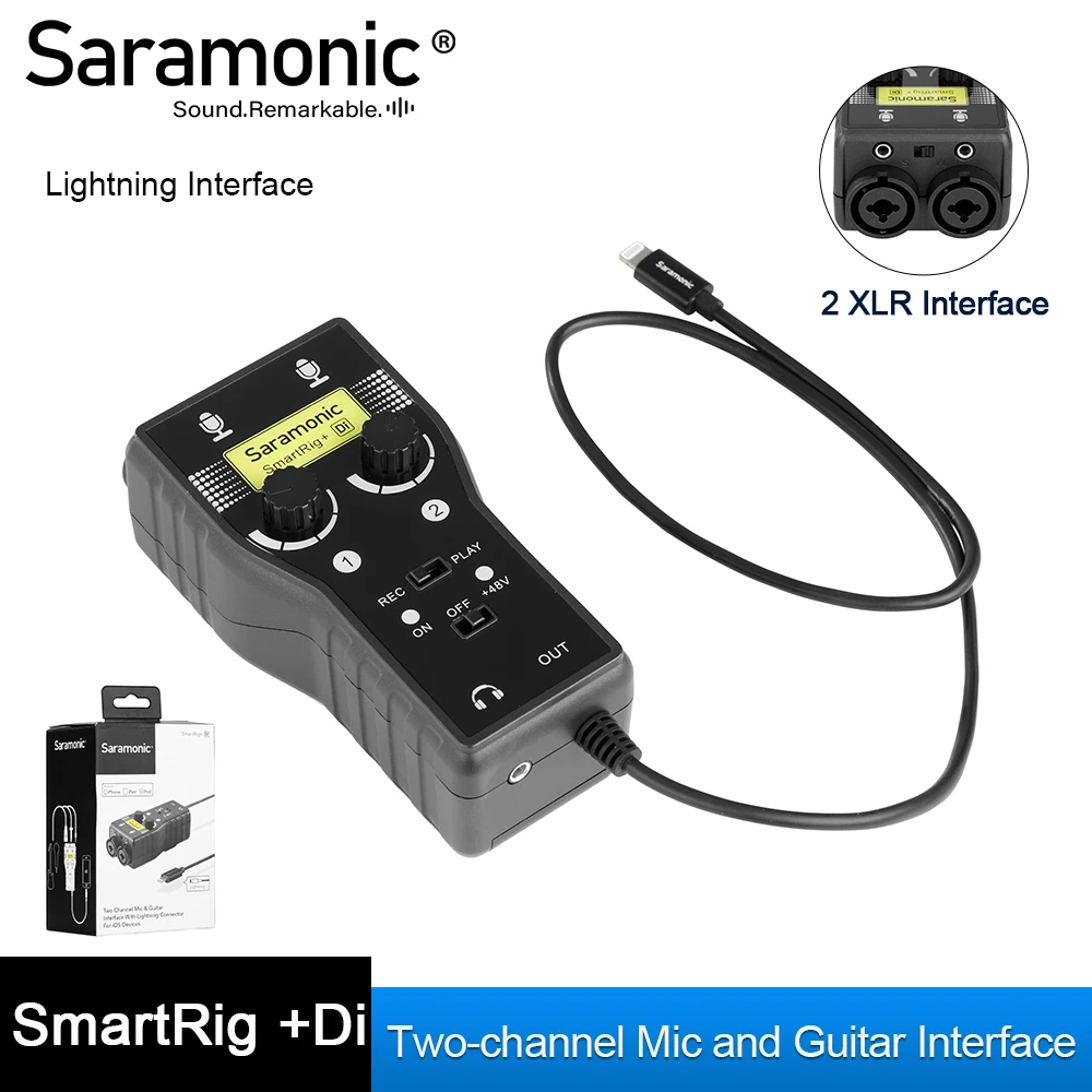 Saramonic SmartRig XLR Mikrofonski Preamplifier Zvočna kartica Mešalnik Preamp & Kitara Vmesnik za DSLR Fotoaparat iPhone 7 7s 6 iPad