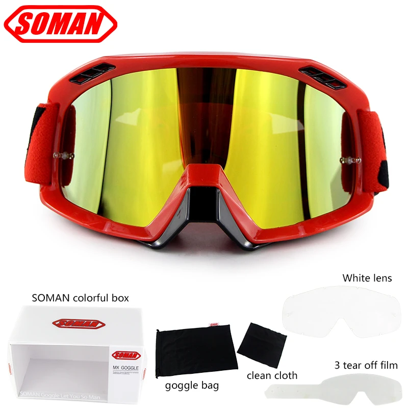 SOMAN SM15 Motoristična Očala Oculos Motokros, MX Očala S Tear Off Filmov Kolo Gafas Umazanijo Kolo Čelada Buljiti Gozluk