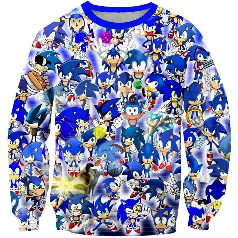 Sonic Hedgehog Obleke Kul 3D Otroci O-vratu Dolgimi Rokavi Pulover Dekleta Fantje Hoodies Mario Majica Jeseni Otrok Vrhovi