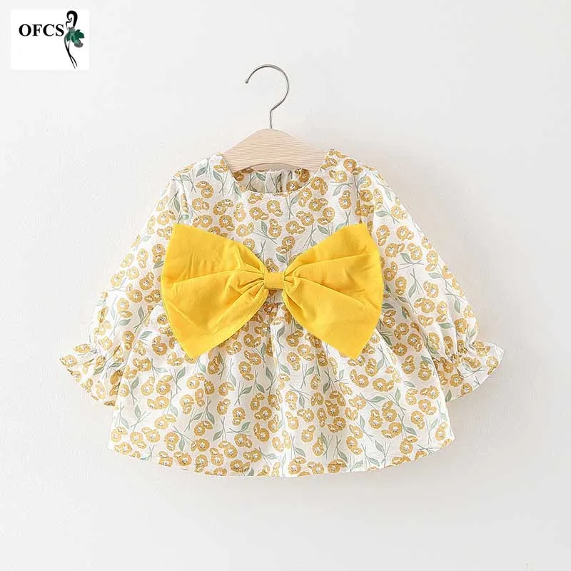 Srčkan Baby Obleke za Dekleta Rojstni dan Novorojenčka Dolge rokave Princesa Obleko Za Dekle Krst Obleki Dekleta 1 2 3 Leto Lok Dekoracijo