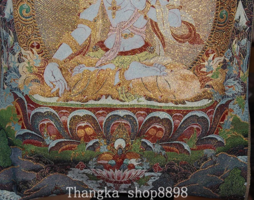 Tibera Buddhism Tkanine, Svila 7 oči Bele Tara Buda Thangka Thanka Steni visi