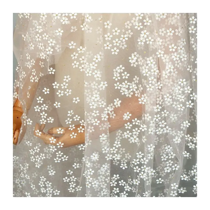 Tiskani slive cvetlični čipke očesa tkanine Pisane pika offset gaza Natisnjeni neto rdečo obleko tkanine Poročno obleko tkanine dekoracijo