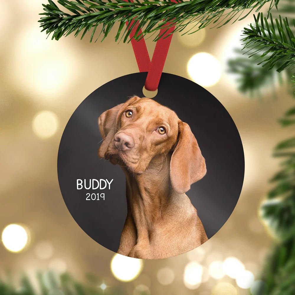 Tiskanje po meri poljubno fotografijo, Dop pet Božično drevo Ornament - osebno pes ornament - akvarel oranžna pes Božični okrasek