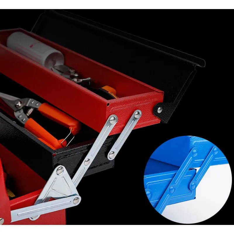 Toolbox železa prenosni večnamenska zložljiva kovinska škatla za orodje Vzdrževanje Gospodinjstva Elektrikar Anti-padec Orodje primeru