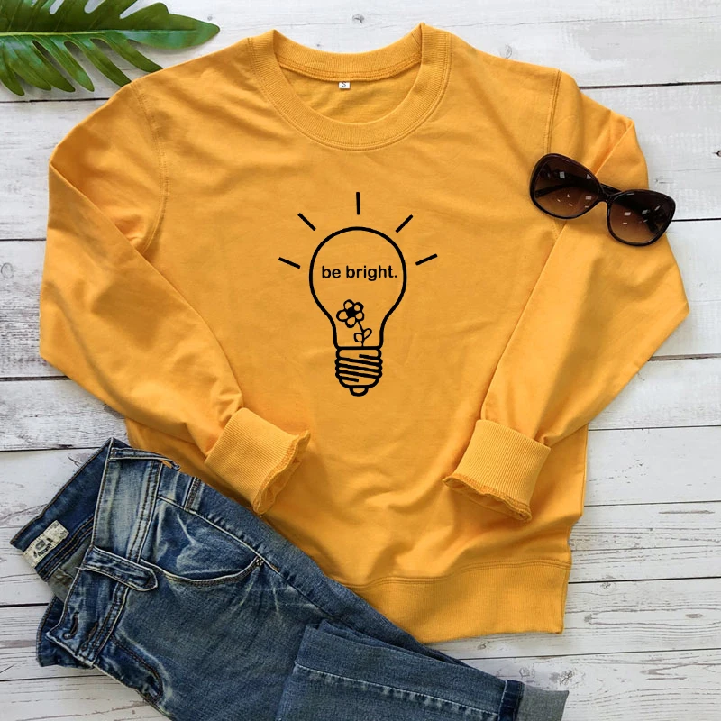 Treba Svetlo Bombaž Majica Boho Žarnica Smart Umetniške Hipi Puloverji Lepe Ženske Grafični Inspirativno Ponudbo Sweatshirts