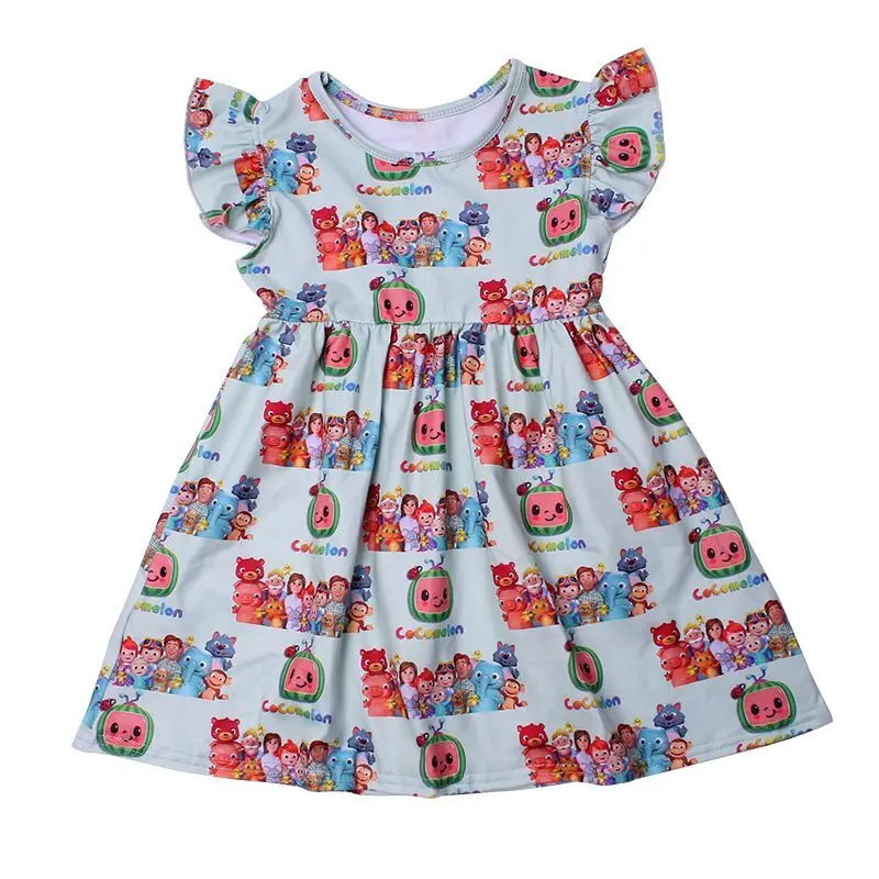 Wholesales Malčka Dekleta Novost Obleko Baby Dekleta Stranka Obleko Undulacija Rokav Milksilk Oblačila 12M, da 7T na Voljo