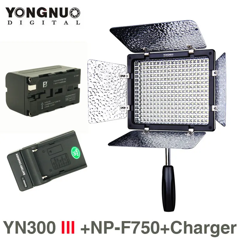 YONGNUO YN300 III 5500K 300 LED Lučka Na Kameri Razsvetljava za Poroko + NP-F750+Polnilec