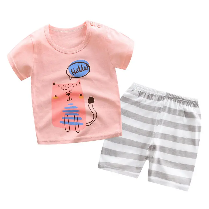 Za malčke Baby Dekleta T-majice Risanka Obleke, Kompleti za 1-5Y Poletje Kratek Rokav Fant T Majice, Vrhovi+Hlače, Hlače Otroci Fant Obleke