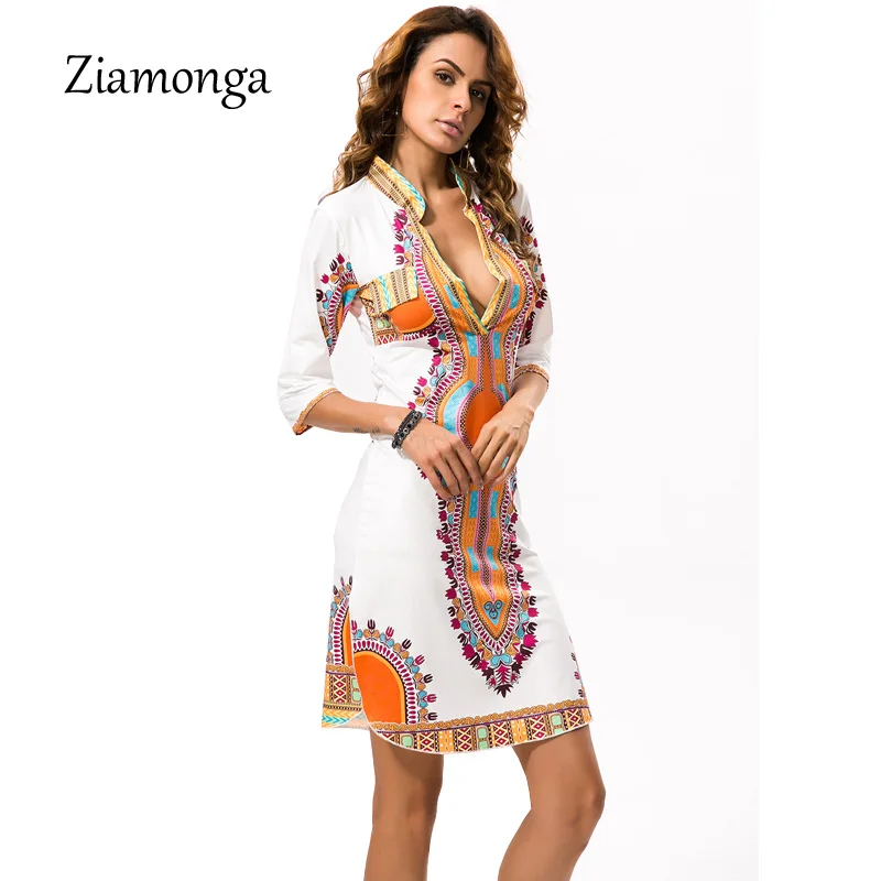 Ziamonga 3XL Plus Velikost Afriška Oblačila Dashiki Obleko Za Ženske Priložnostne Poletje Obleko Hipi Tiskanja Dashiki Boho Obleko Haljo Femme