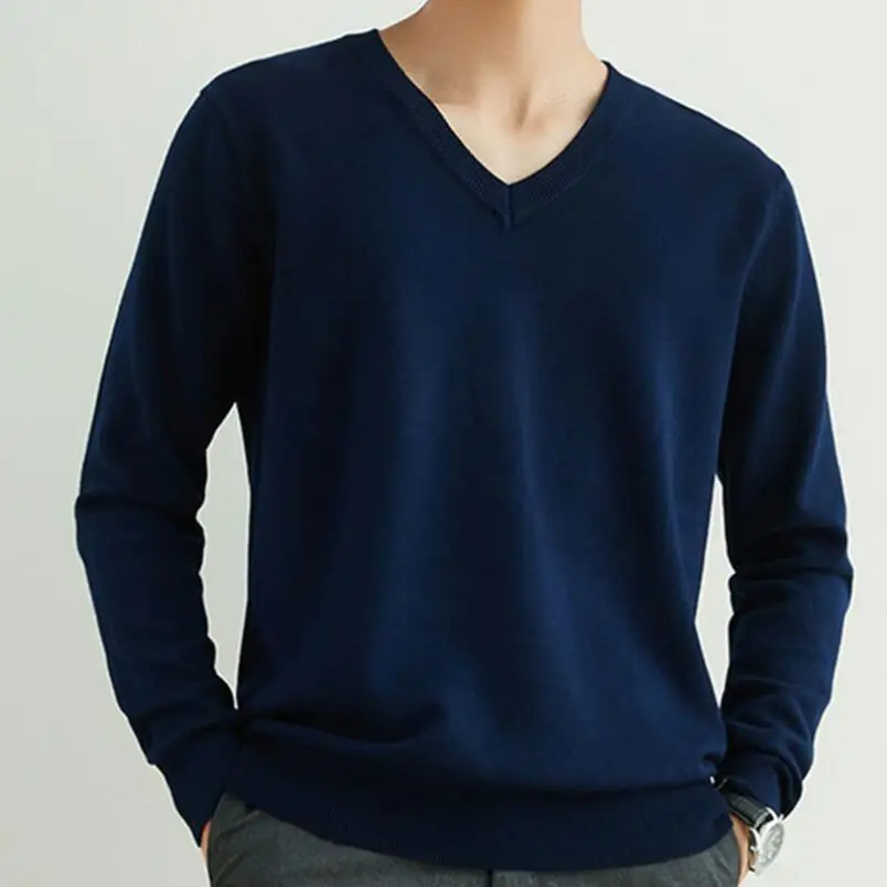 Zimske moške krog vratu puloverju plesti pulover barva dolgo sleeved ohlapen pulover