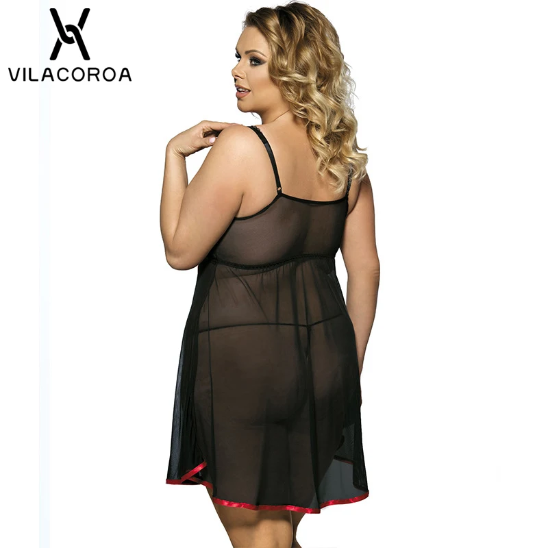 Ženske Seksi More Zanko Nightgown XL Dodatno Velikosti Čipke Črnega Spanja Majice Ženske Sleepwear Obleko Noč Camisones