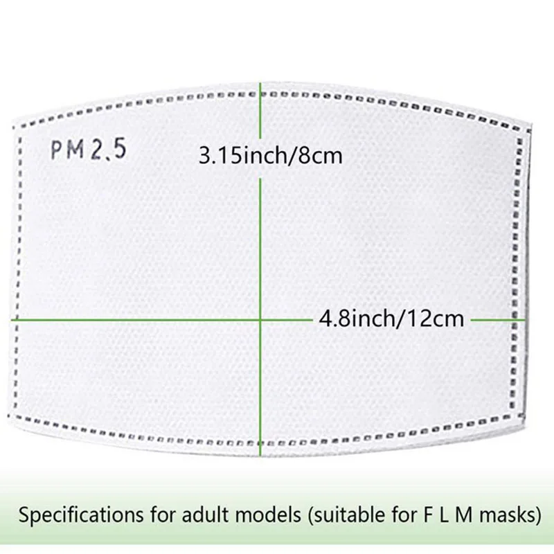 10/20/50PCS PM2.5 Masko Filter Anti-prah Anti Meglica Tesnilo 5-slojni Zaščitni oglje, Usta, Obraz Masko Blazine za Odrasle