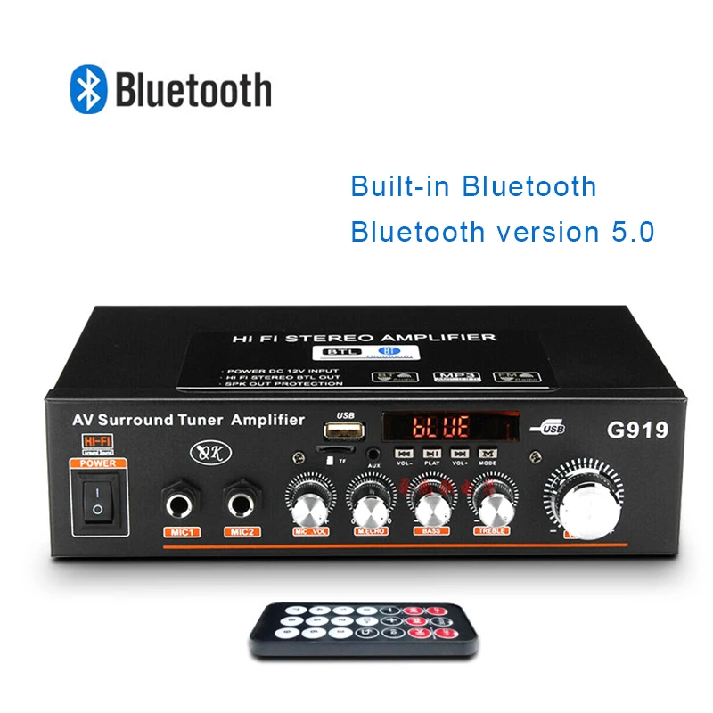 12V/220V 360W G919 Mini Amplificador Audio Bluetooth Stereo močnostni Ojačevalnik FM SD Hifi 2-KANALNI Ojačevalnik Predvajalnik Glasbe Za Avto Doma