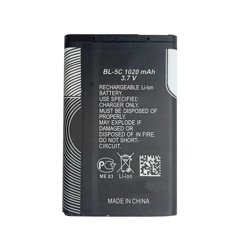 1pc 1020mAh Zmogljivosti BL-5C Telefon Baterija za Nokia 3,7 V 3.8 Wh Zamenjava Baterije