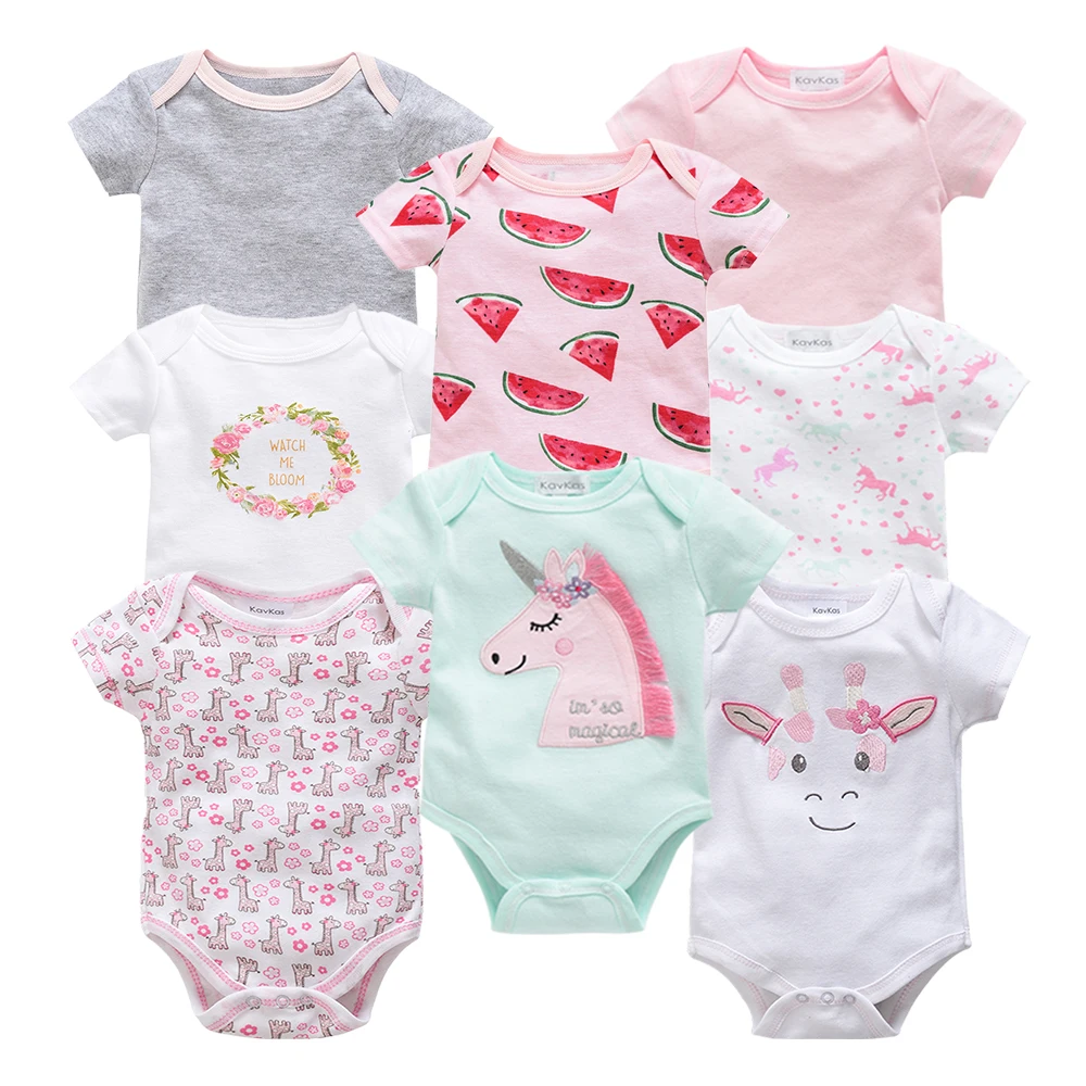 2019 8 kos/veliko Poletje Baby Dekleta roupa de bebes Novorojenčka Dolgimi Rokavi Jumpsuit Bombažno Pižamo 0-12 Mesecev, igralne obleke Otroška Oblačila