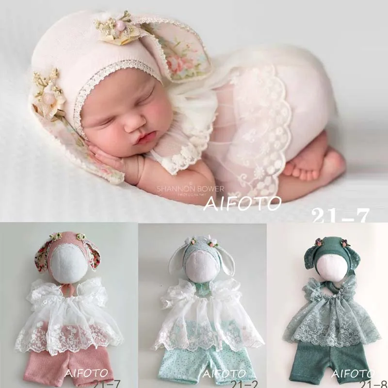 2019 Novorojenčka Fotografija Rekviziti Otroške Obleke Klobuk Zajček Bonnets Set Oblačila Bebes Fotografia Pribor Studio Posname Fotografijo Prop