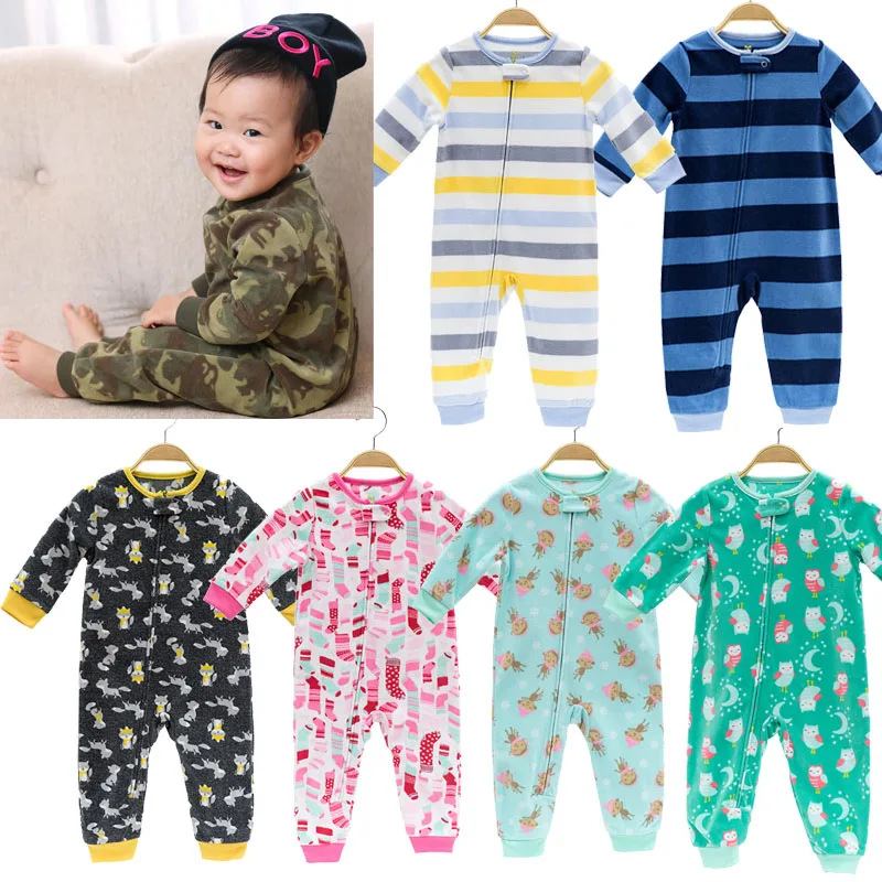 2020 Otroška oblačila za Malčke dekliška oblačila runo bebes fantje outwear toplo zadrgo malo dekleta kombinezon pižamo jumpsuit romper