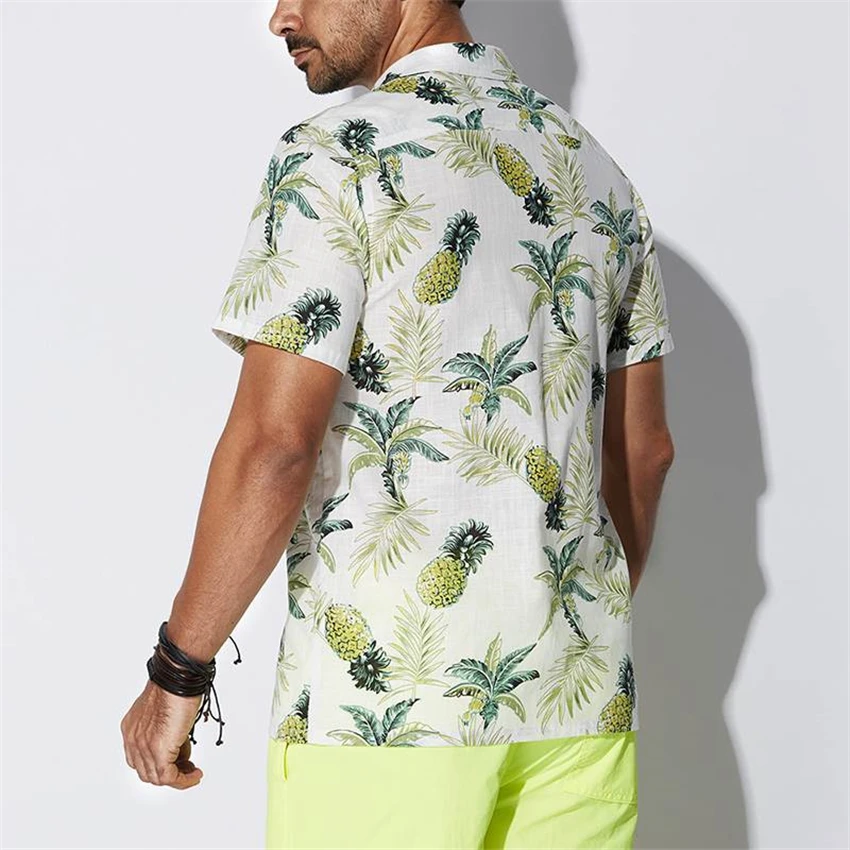 2020 Poletje, Mens Majice Kratek Rokav Hawaiian Majica Casual Moški Vrh Nove Modne ananas Tiskanja Moških Vrhovi Majica moška Oblačila 4XL
