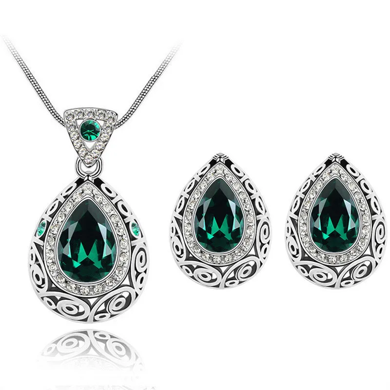 2021 novo razkošje, zelena barva hruška 925 sterling srebro dubaj poročni nakit kompleti za ženske lady obletnico darilo J5896