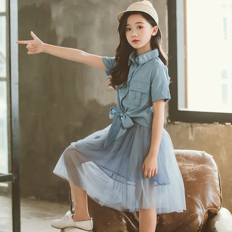 2021 Poletne Velike Dekleta Krilo Določa korejski Denim Bluzo z Očesa Krilo Dva kosa Oblačila Obleko Dekleta Boutique Nazaj V Šolo Obleko