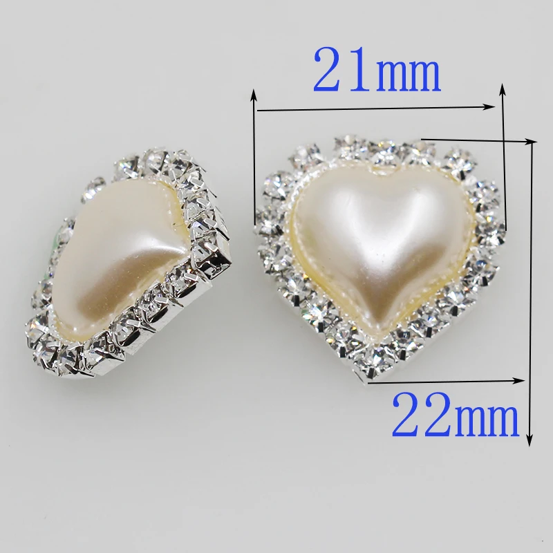 21*22 mm 100pc slonovine pearl Srce Nosorogovo Gumb kovinski Poročna vabila okrasite DIY lase cvet center za scrapbooking