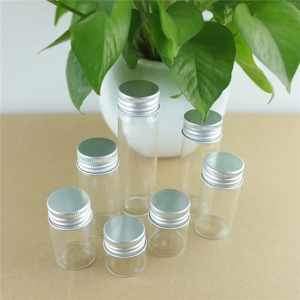 24PCS/veliko Transparentno Steklo Steklenice 30 mm Aluminijasto Zaporko Srčkan Jar Vial DIY Obrti Posodo Parfum Steklenice
