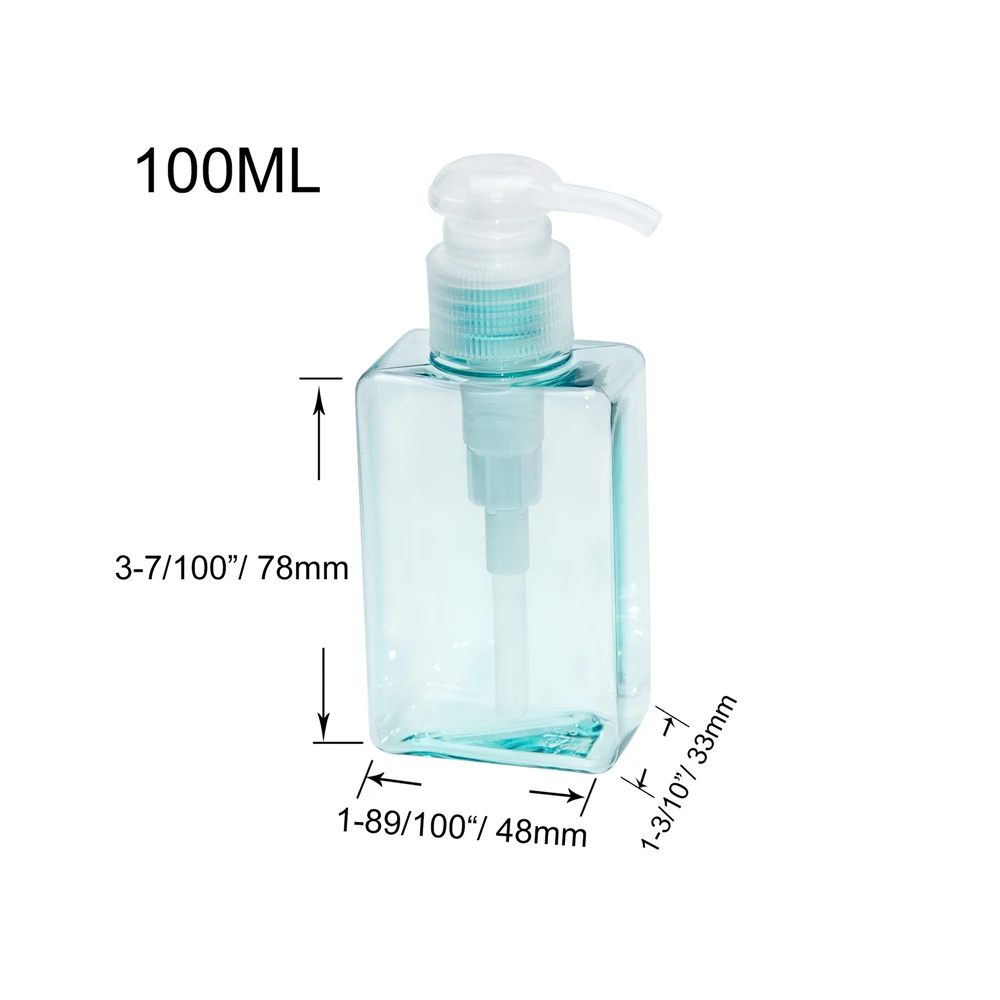 2PC 100 ml Šampona, Razkužilo Vžigalnike Plastičnih Losjon Črpalka Kvadratnih Hand Sanitizer Mini Travel Okolju Prijazno Shranjevanje Steklenic