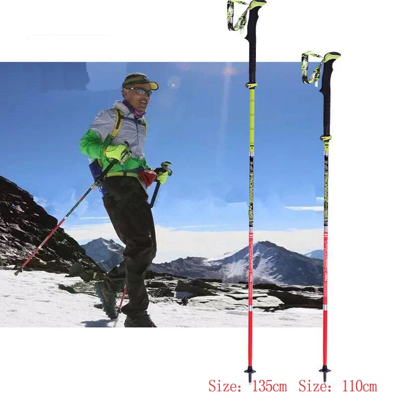 2pcs Zložljiva Zložljiva Treking Pole Plezanje Palico Ultralahkih Nastavljiv Alpenstocks za Backpacking Potovanja, Pohodništvo, Hoja