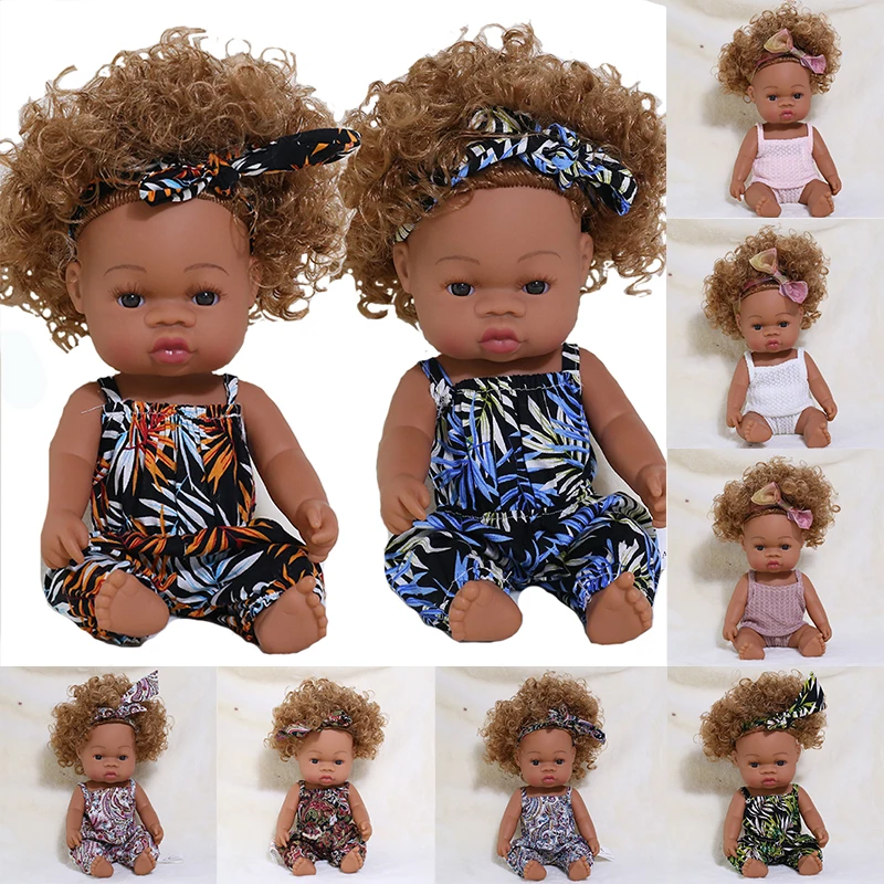 35 CM Afriške Prerojeni Baby Doll Kopel Igra Polna Silikona Črne Lutke Otroka Poletje Nepremočljiva Rodi Punčko Igrače Dekle Božično Darilo