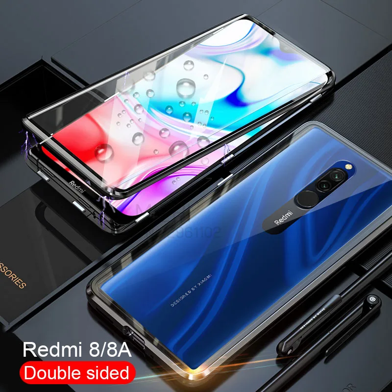 360 Dvojno Stranicami vitrina Za Xiaomi Redmi 8 8A Primeru Magnetnih Kovin Odbijač Zadnji Pokrov Xiomi Xaomi Redmi 8 A8 Redmi8 Primerih