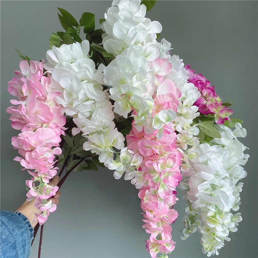 3Forks/ podružnice Dolgo Wisteria Umetno Cvetje z zelenimi listi za Poroko soba dekor flores artificiales garland dekoracijo