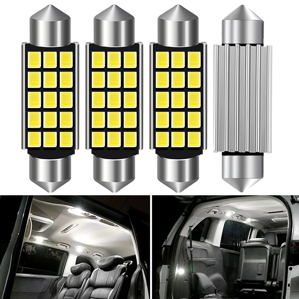 4X C5w led CANBUS 42mm 31 36 39 mm Festoon C10W led žarnice 2835 15SMD 12V branje lučka avto Notranje Svetlobe Bela Napak 6000k