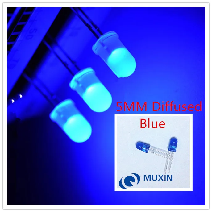 5 MM Modri LED 1000 KOS/Veliko Diode Okrogle Razpršene Modra Barva Svetlobe Žarnice F5 DIP Označite Nove Debelo Elektronski