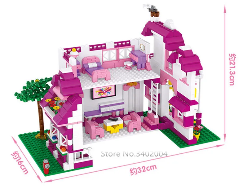 726pcs Prijatelji Pink Dream Serije Sonca Villa Model gradniki Določa Brinquedos DIY Opeke Izobraževalne Igrače za Otroke
