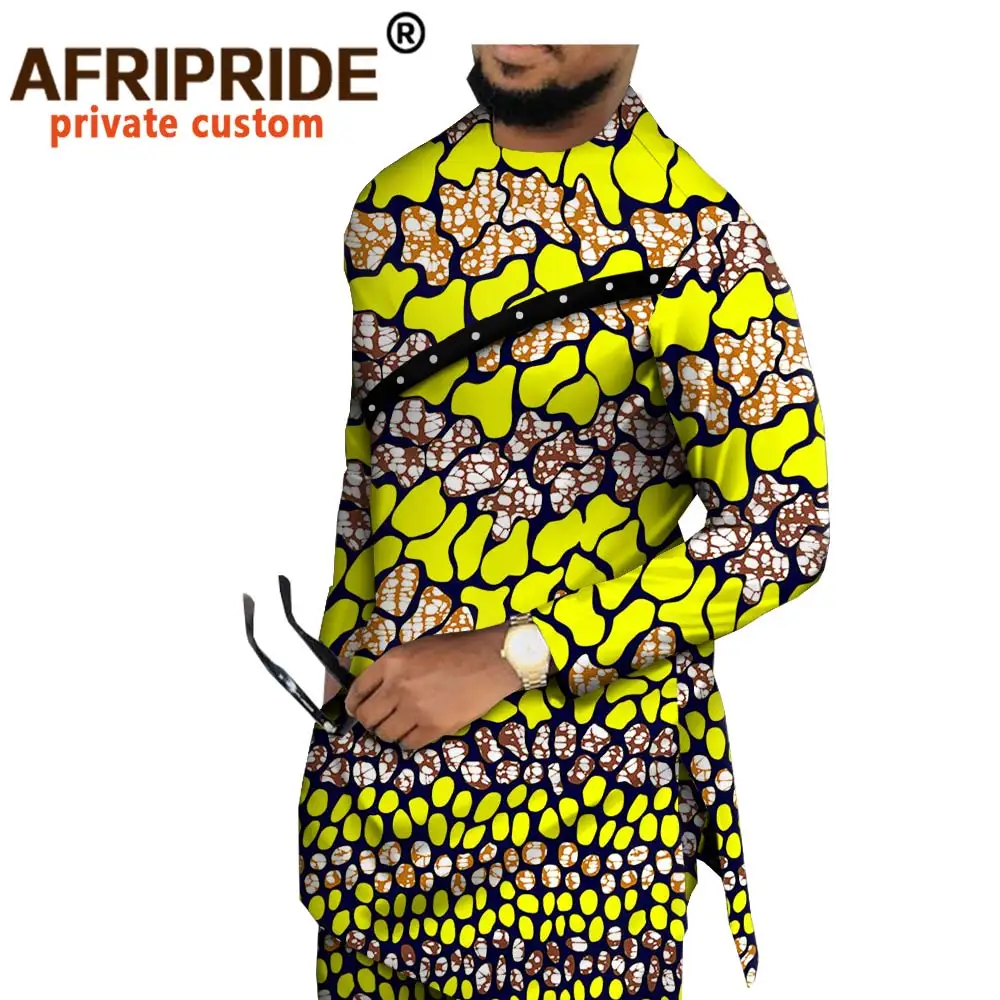 Afriška Oblačila za Moške, Dashiki Tiskane Plasti Jakna in Hlače 2 Kos Obleke Plus Velikost Outwear Vosek Obleko Trenirko A1916077