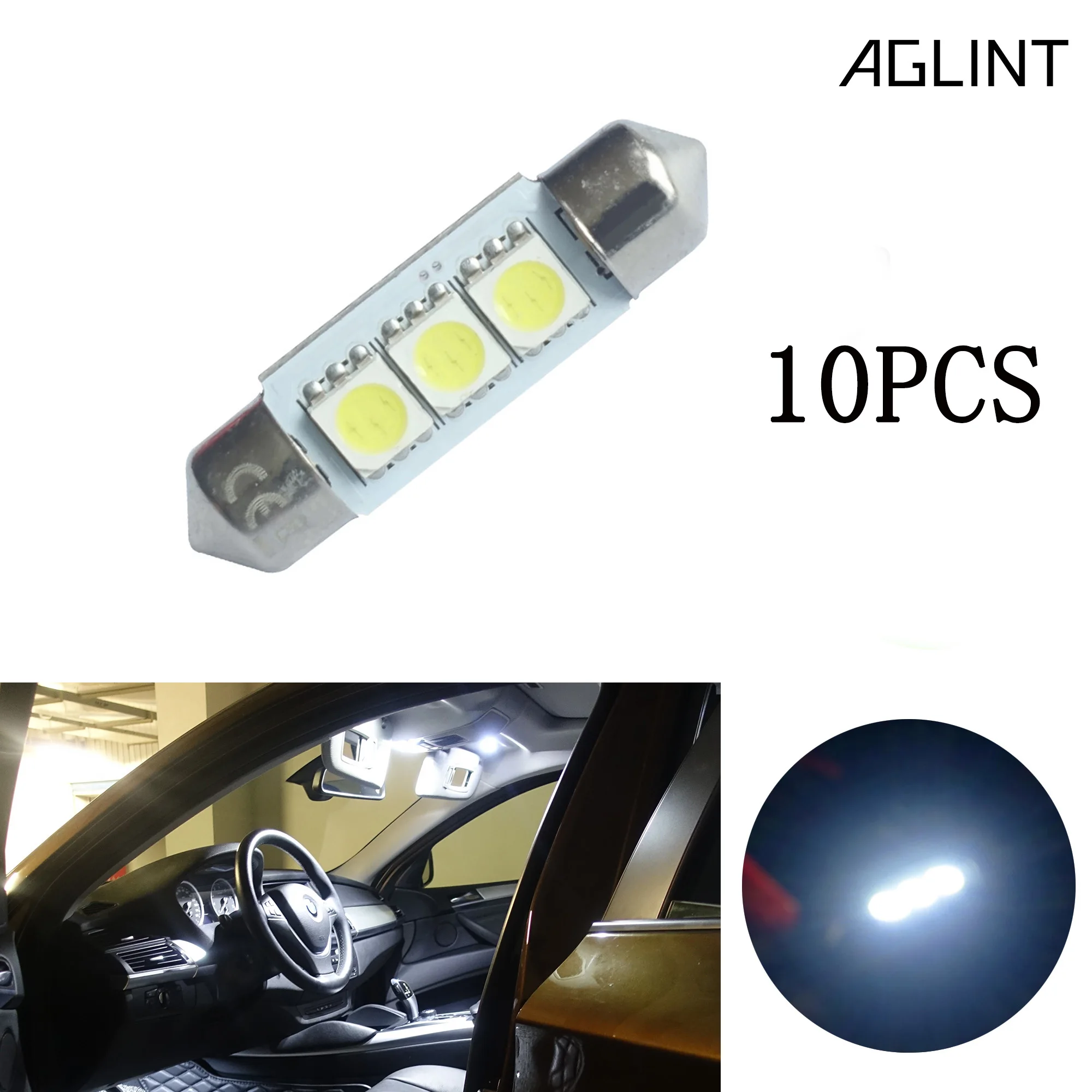 AGLINT 10PCS C5W Festoon Auto Avto Dodatki 36mm 6418 6411 C5W CANBUS LED DE3423 DE3425 5050 SMD 3LEDS Auto Avto LED Žarnice