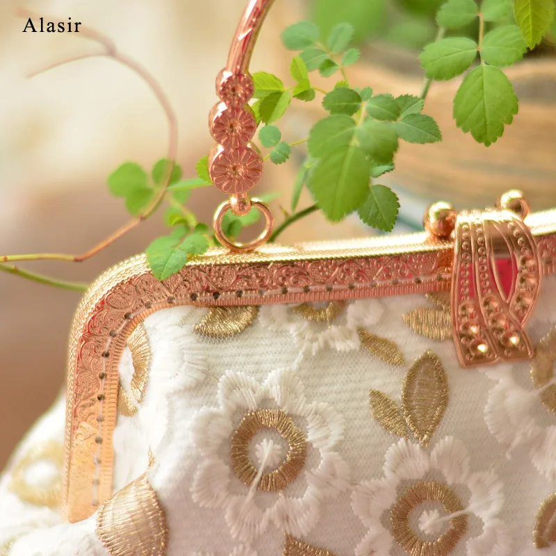 Alasir čipke vrečko prvotni načrt ženske torbice kitajski slog elegantna dama visoke kakovosti vezene čipke, ročno izdelane zaponko vrečko