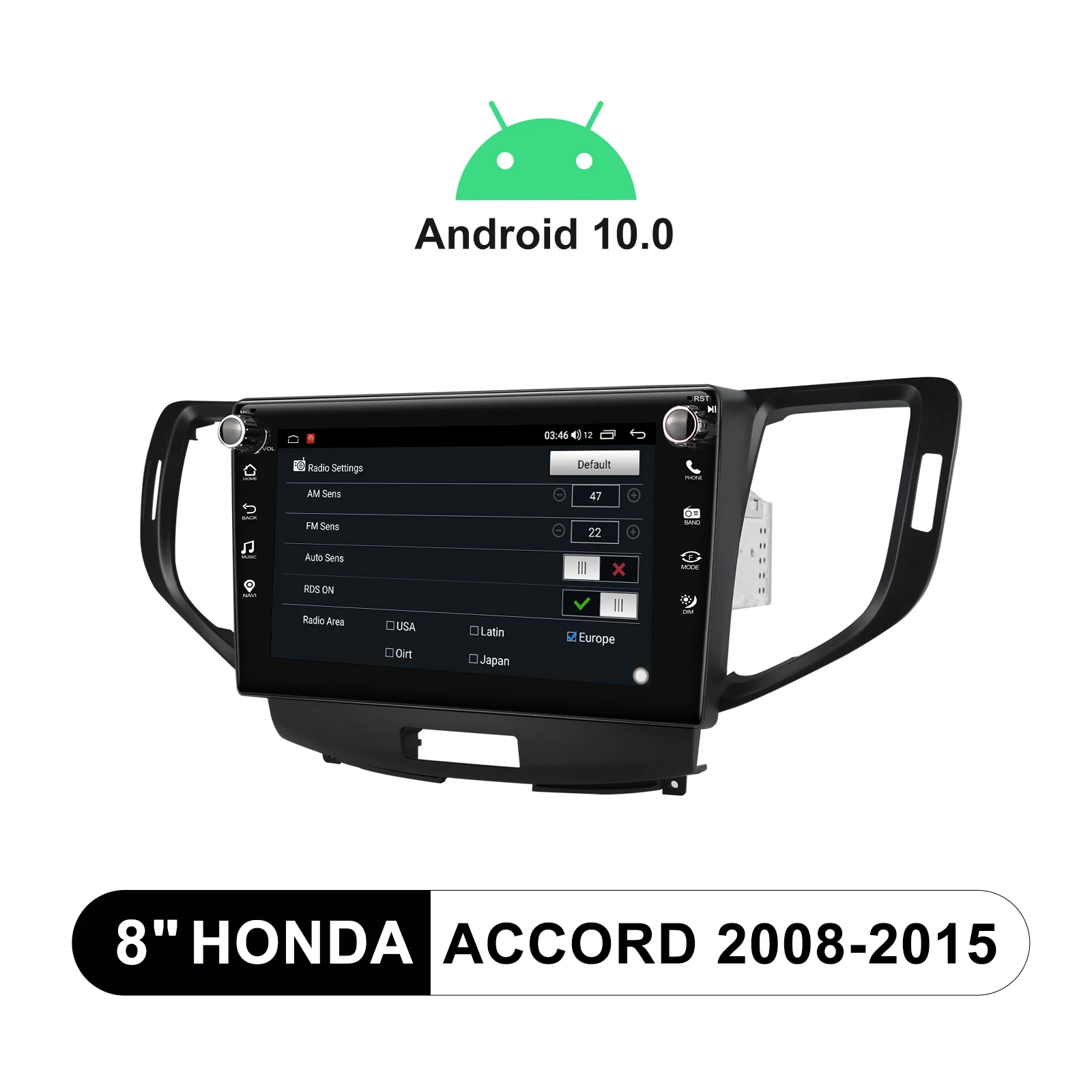 Android 10.0 1 din avtoradia 4GB RAM+64GB ROM glavo enota 8-palčni IPS zaslon 1280*720 autoradio GPS RDS za Honda Accord 2008-2012