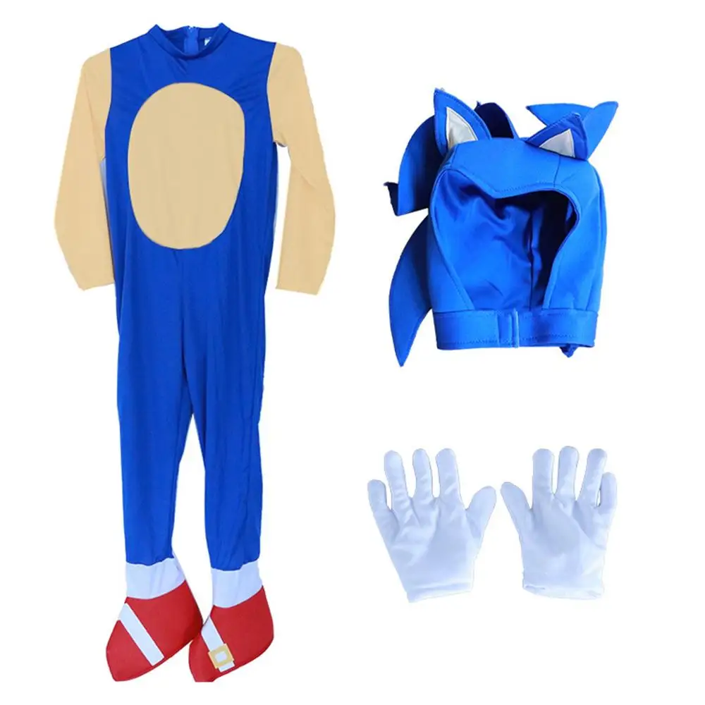 Anime Sonic Hedgehog Cosplay Kostum Otroci Fantje Halloween Carnival Pustna Otrok Srčkan Risanka Jumpsuit Klobuk Oblačila, Ki