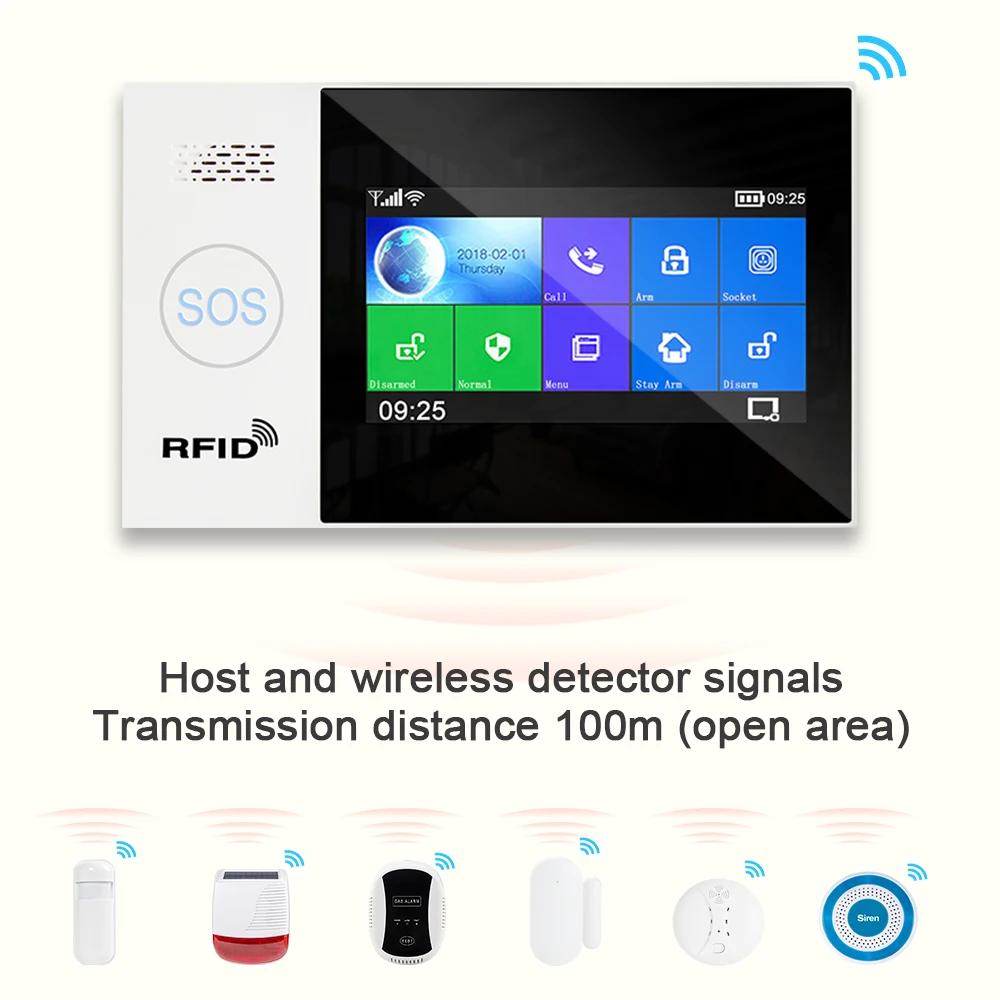 Awaywar Tuya WIFI GSM home Security smart Alarmni Sistem Protivlomni kit zaslon na dotik združljivi z Tuya IP Camrea