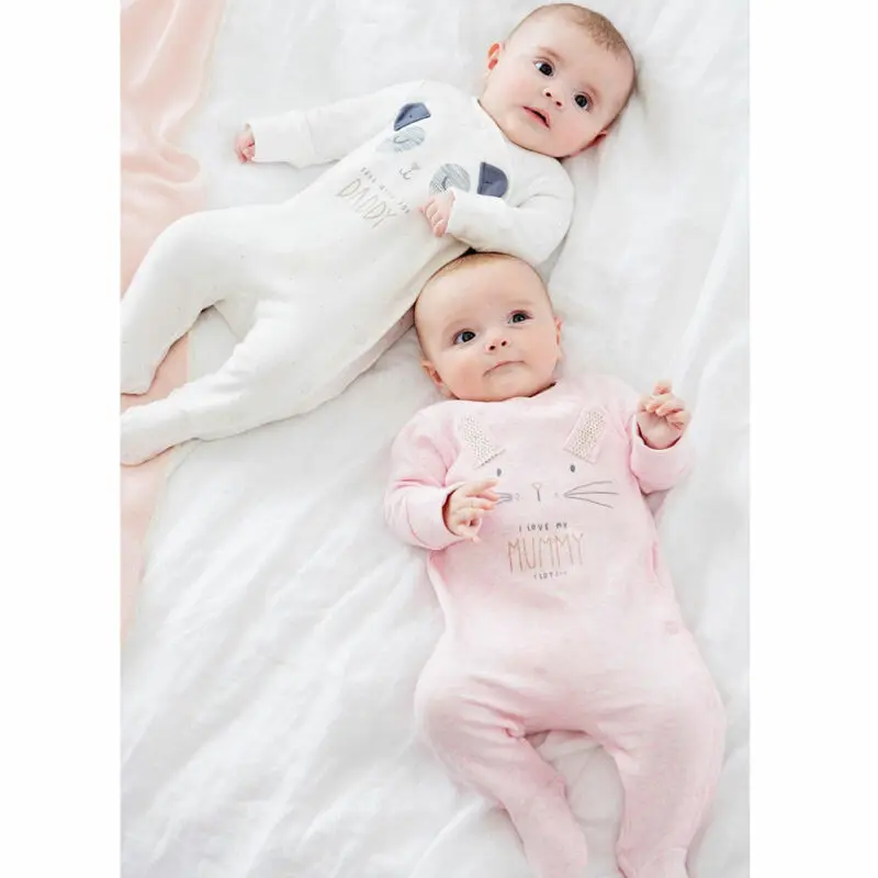 Babygrow Sleepsuits Baby Romper 0-18 Mesecev Dojenčka Risanka Nosi, Otroška Oblačila Dekle&Fantje Dolgo Rokavi Očka Mami Otroške Igralne Obleke